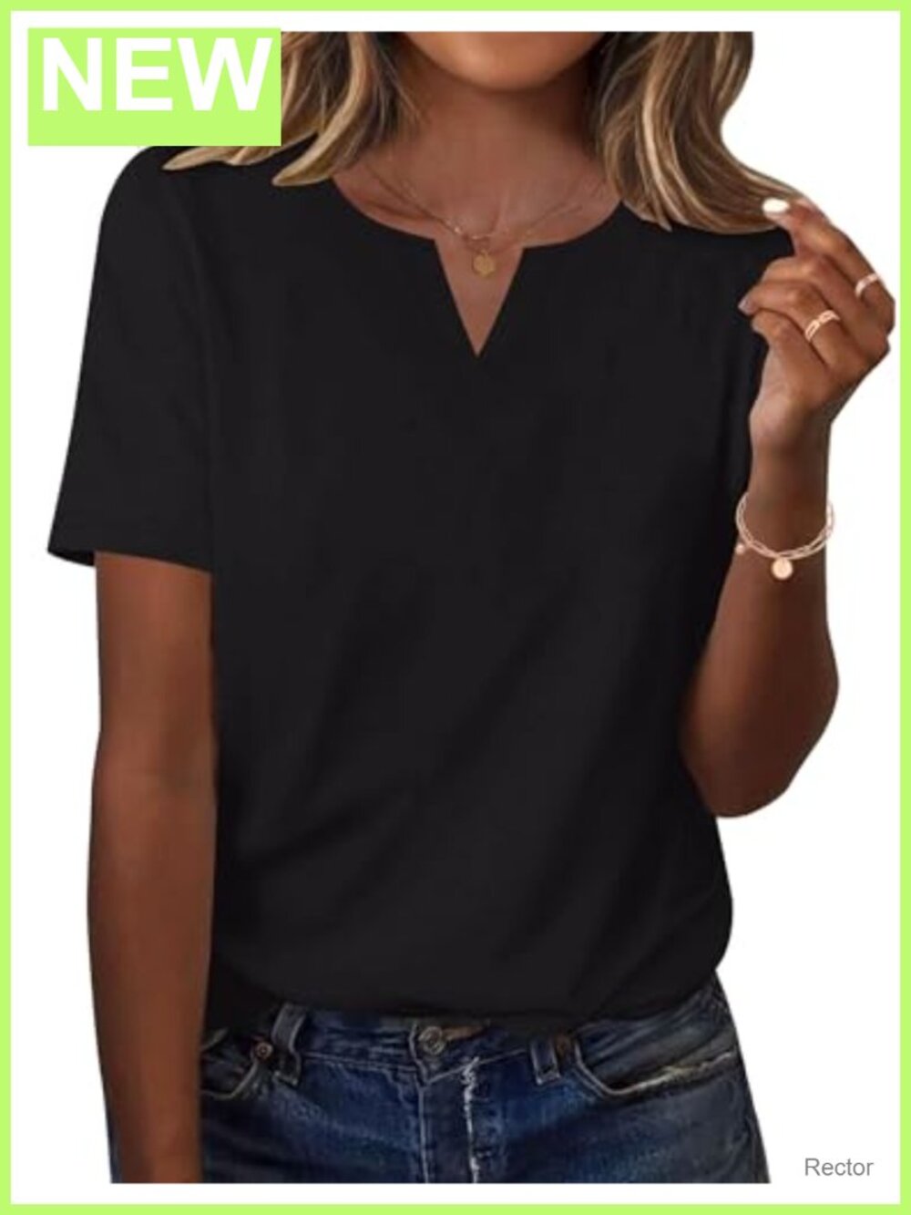 Womens Short Sleeve V Neck T Shirt Loose Fit Top Blouse